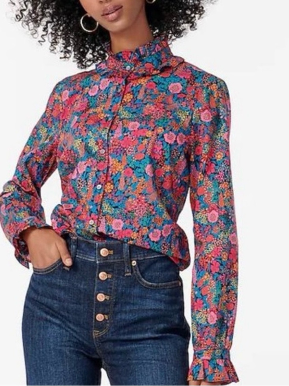 J. Crew Classic Fit Boy Shirt With Ruffle Collar In Liberty Ciara Floral Print,S